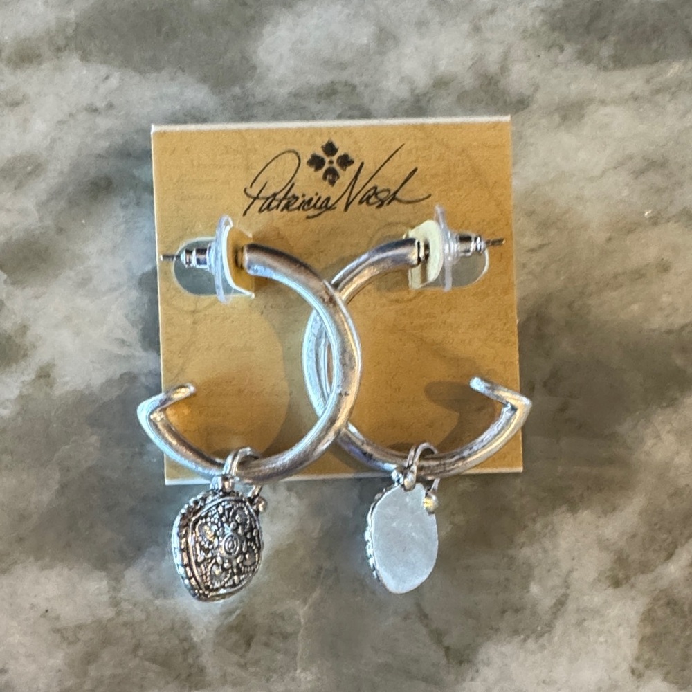 Patricia Nash Silver Hoop Earrings with Charms